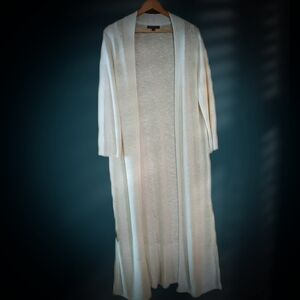 Banana Republic Soft White Knit Open Front Sweater Kimono Cardigan Size L